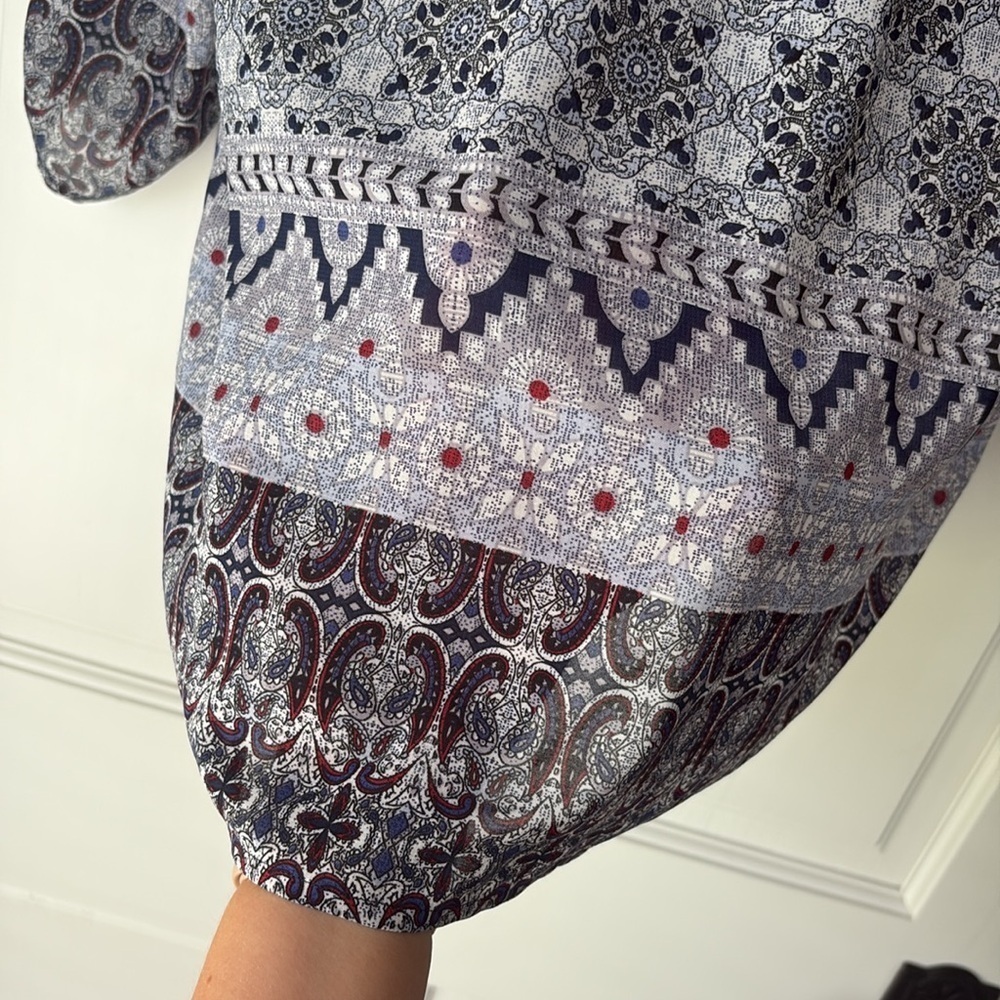 Tribal Jeans Elegant Gray Patterned Women's Top Blouse medium - Picture 6 of 6